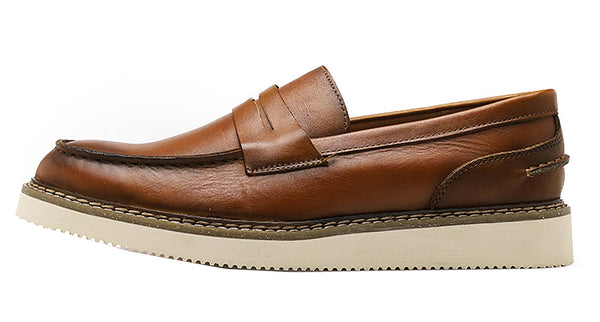 Santimon Men's Classic Genuine Leather Tuxedo Penny Loafers