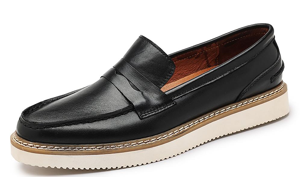 santimon Men's Classic Genuine Leather Tuxedo Penny Loafers