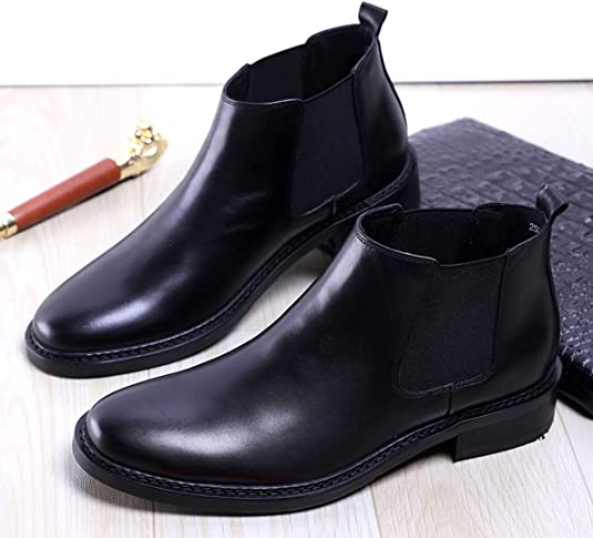 Santimon Men's Classic Plain Chelsea Boot In Black Brown