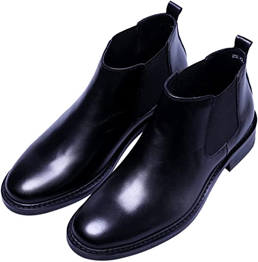 santimon Men's Classic Plain Chelsea Boot in Black Brown