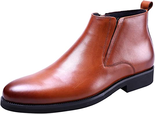 Santimon Men's Classic Plain Chelsea Boots Black Tan