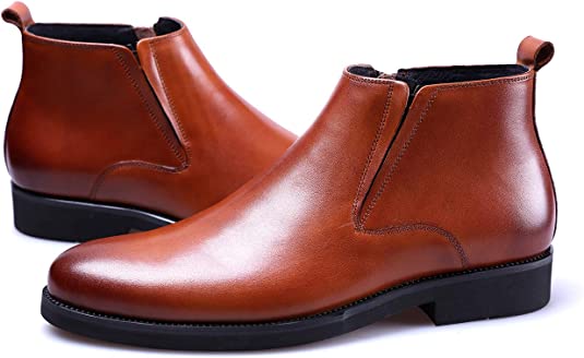 Santimon Men's Classic Plain Chelsea Boots Black Tan