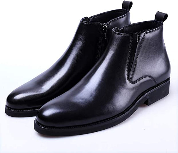 Santimon Men's Classic Plain Chelsea Boots Black Tan