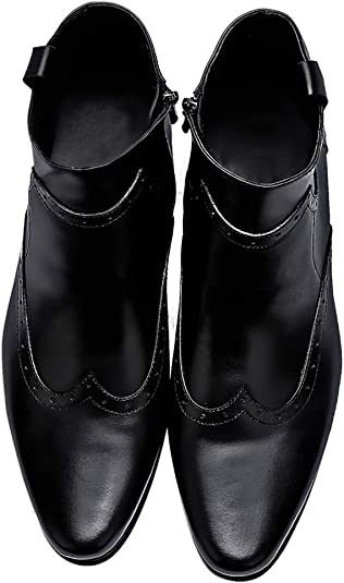 Santimon Men's Classic Wingtip Chelsea Boots Black Brown