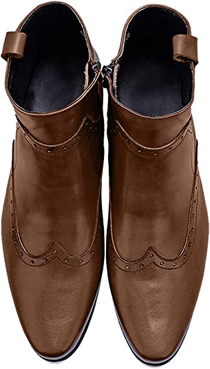 Santimon Men's Classic Wingtip Chelsea Boots Black Brown