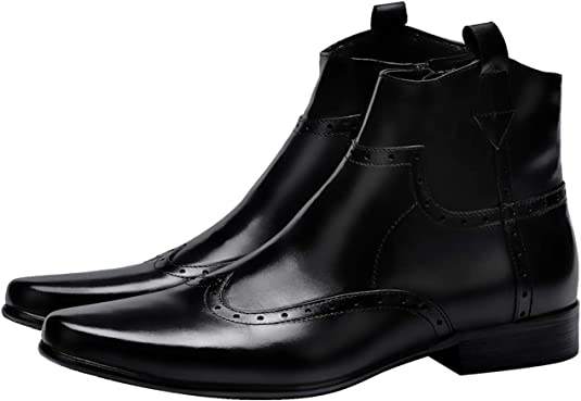 santimon Men's Classic Wingtip Chelsea Boots Black Brown