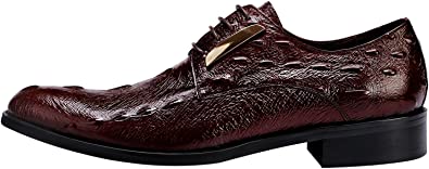 Santimon Men's Crocodile Metallic Hardware Derby Shoes