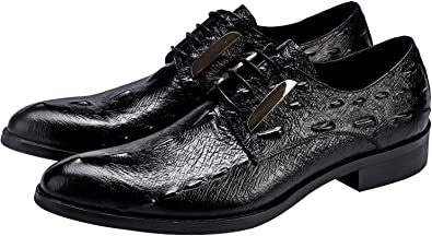 Santimon Men's Crocodile Metallic Hardware Derby Shoes