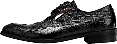 santimon Men's Crocodile Metallic Hardware Derby Shoes