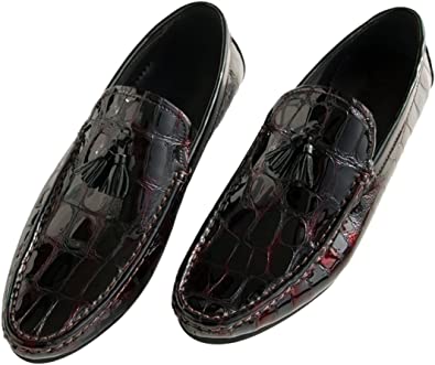 Santimon Men's Crocodile Tassel Driving Moccasins Loafer