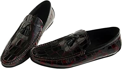 Santimon Men's Crocodile Tassel Driving Moccasins Loafer