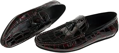 Santimon Men's Crocodile Tassel Driving Moccasins Loafer