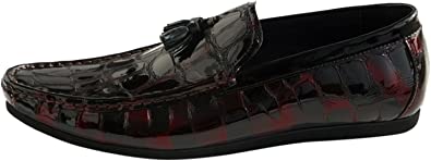 santimon Men's Crocodile Tassel Driving Moccasins Loafer