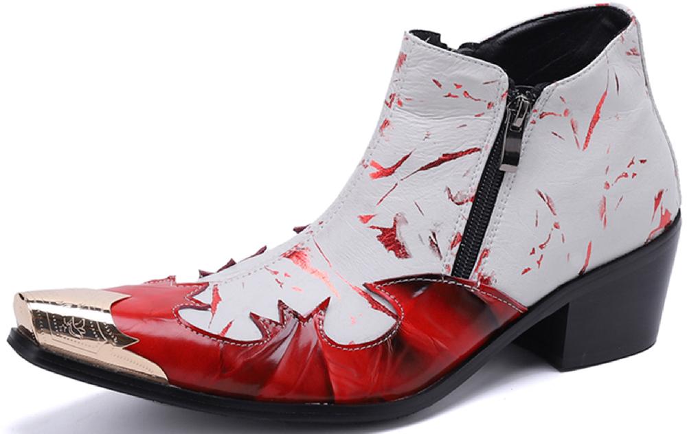 santimon Men's Double Zipper Metal Tip Western Boots