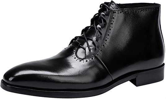 Santimon Men's Dress Boot Lace Up Zipper In Black Brown