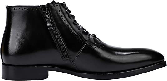 Santimon Men's Dress Boot Lace Up Zipper In Black Brown