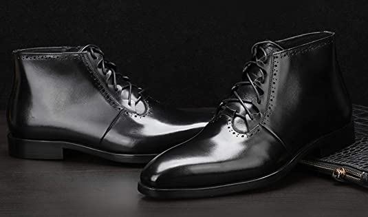 Santimon Men's Dress Boot Lace Up Zipper In Black Brown