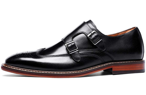 Santimon Men's Dress Double Buckle Monk Strap Loafers