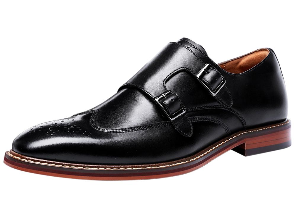 santimon Men's Dress Double Buckle Monk Strap Loafers