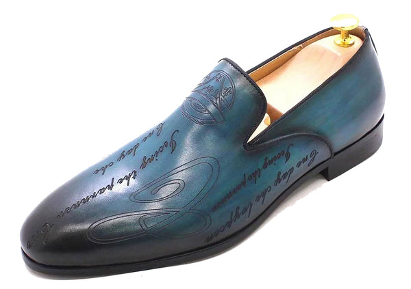 Santimon Men's Dress Formal Hand-Painted Penny Loafers