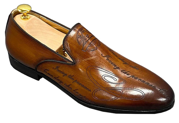 Santimon Men's Dress Formal Hand-Painted Penny Loafers
