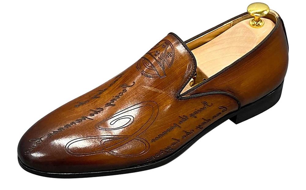 santimon Men's Dress Formal Hand-Painted Penny Loafers