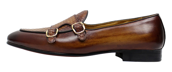 Santimon Men's Dress Formal Handmade Monk Strap Loafers