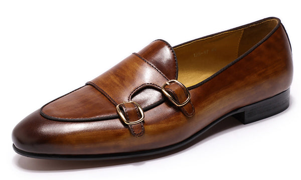 Santimon Men's Dress Formal Monk Strap Penny Loafers