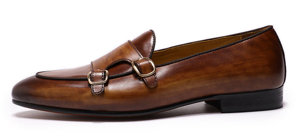 Santimon Men's Dress Formal Monk Strap Penny Loafers