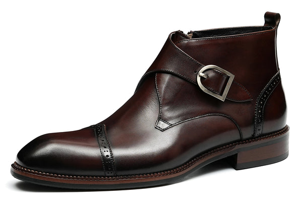 Santimon Men's Dress Monk-Strap Brogues Ankle Boots
