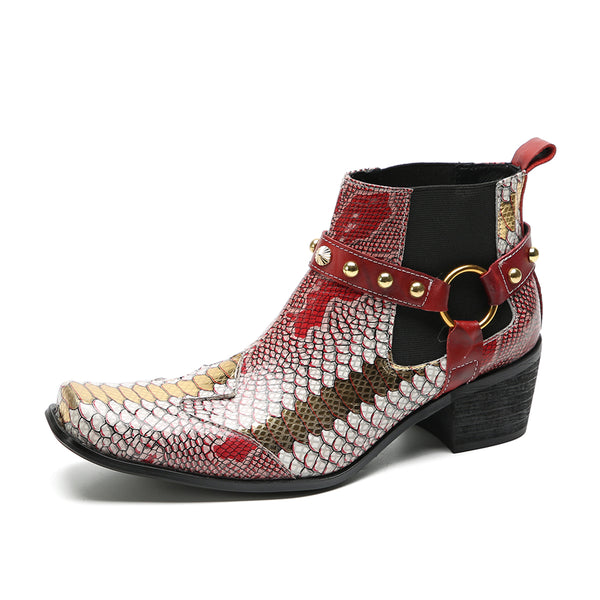 Santimon Men's Fashion Buttons Beaded Western Chelsea Boots