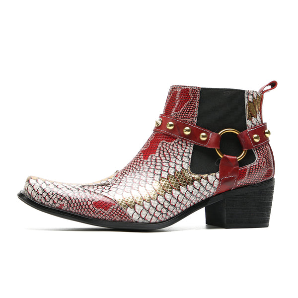 Santimon Men's Fashion Buttons Beaded Western Chelsea Boots