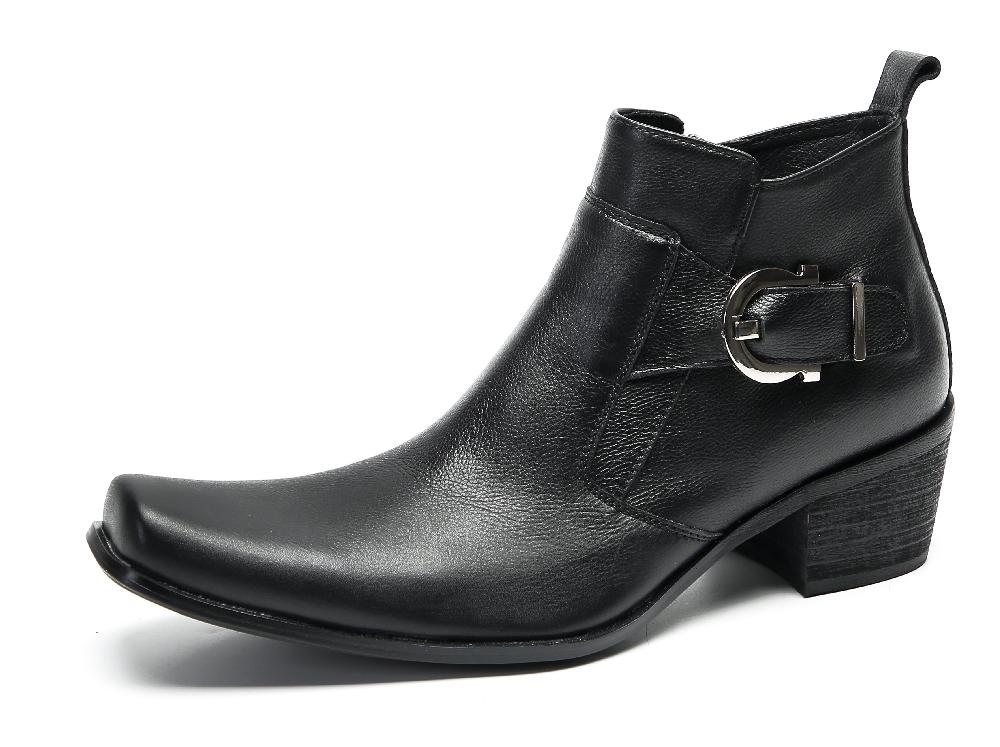 santimon Men's Fashion Casual Plain Toe Buttons Boots