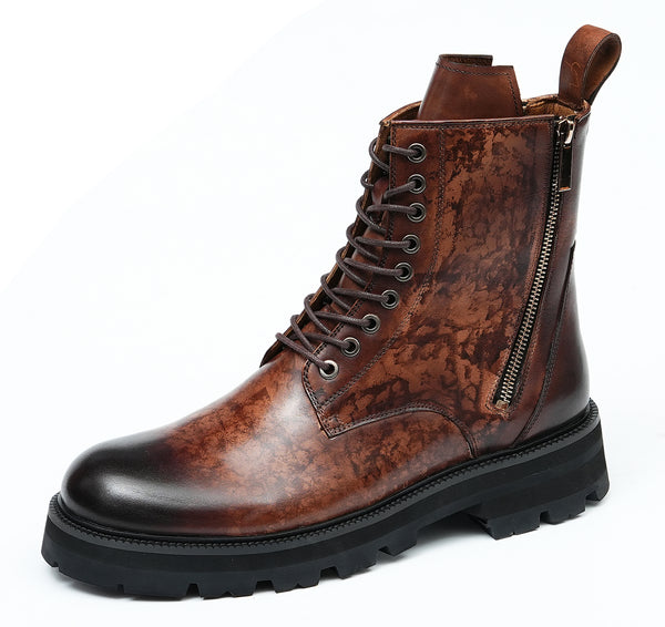 Santimon Men's Fashion Double Zipper Casual Mid Calf Boots