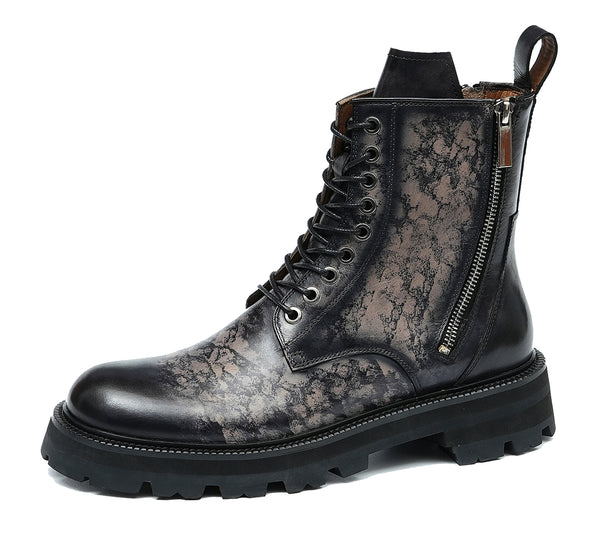 Santimon Men's Fashion Double Zipper Casual Mid Calf Boots