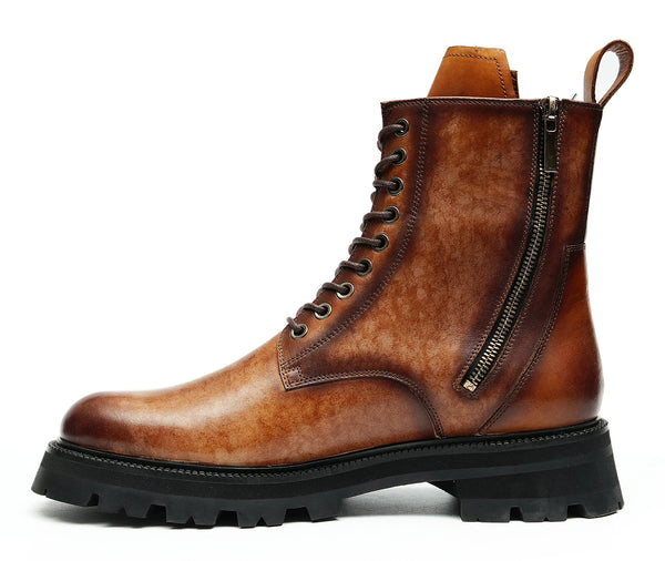 Santimon Men's Fashion Double Zipper Casual Mid Calf Boots