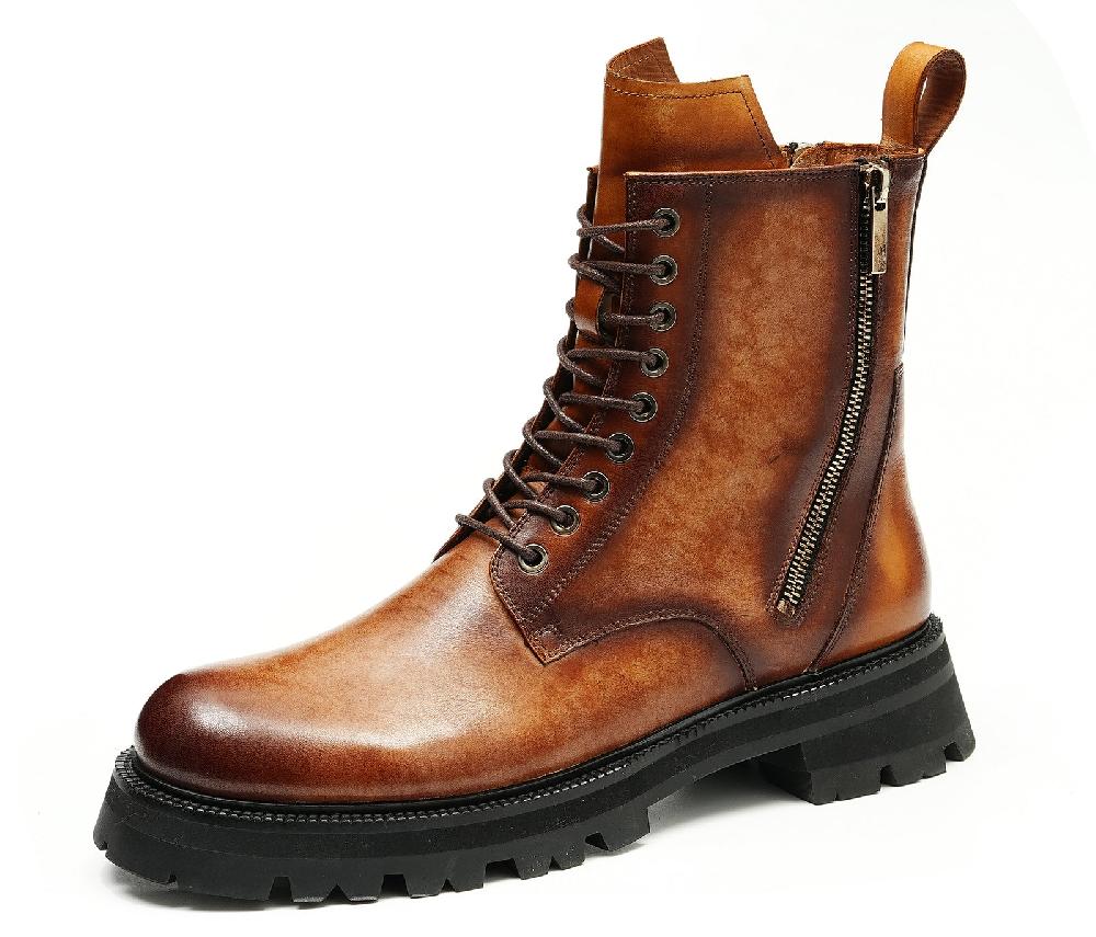 santimon Men's Fashion Double Zipper Casual Mid Calf Boots