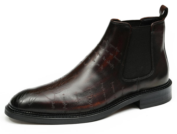 Santimon Men's Fashion Dress Formal Carve Chelsea Boots