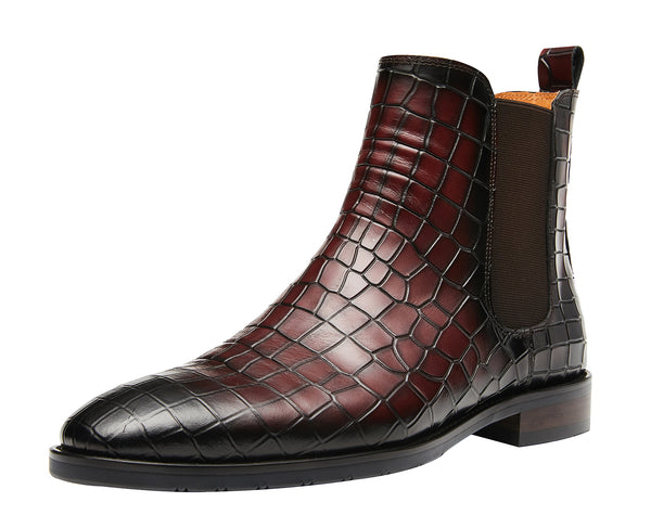 Santimon Men's Fashion Dress Plaid Pattern Chelsea Boot