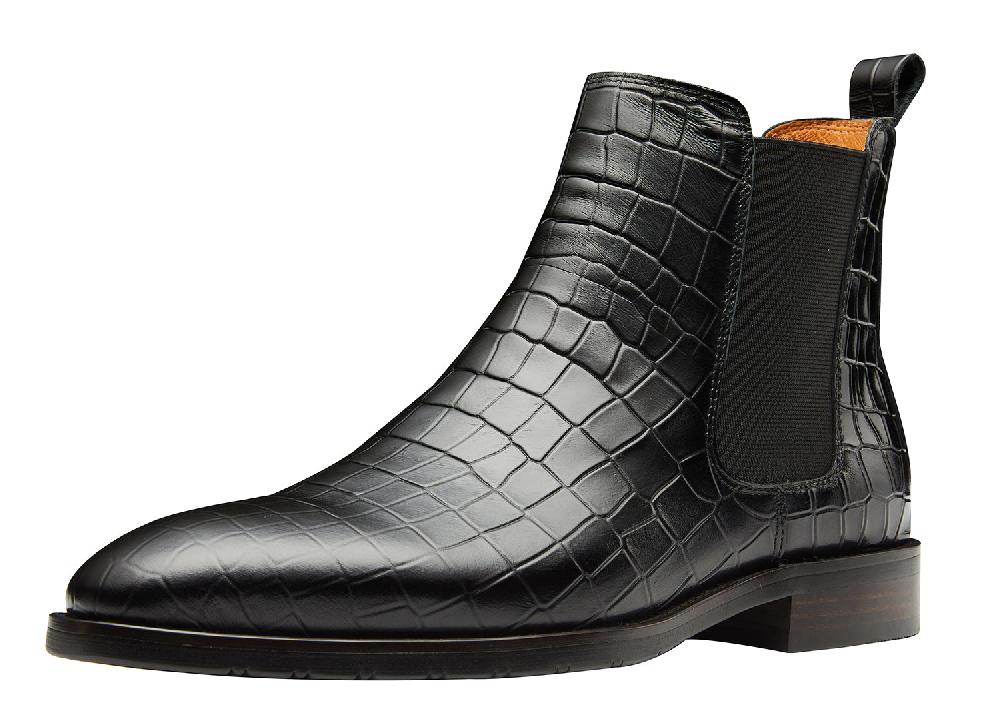 santimon Men's Fashion Dress Plaid Pattern Chelsea Boot