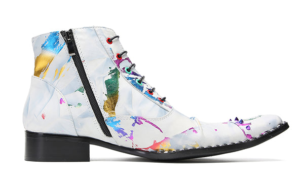 Santimon Men's Fashion Graffiti Beaded Western Boots