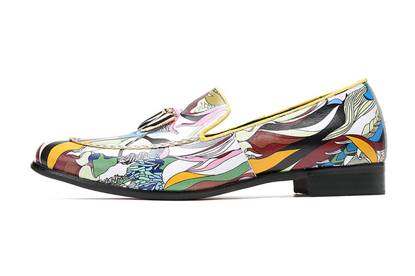 Santimon Men's Fashion Graffiti Kiltie Tassel Loafers