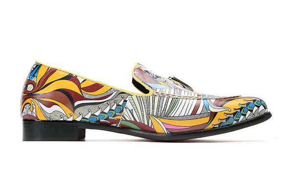 Santimon Men's Fashion Graffiti Kiltie Tassel Loafers