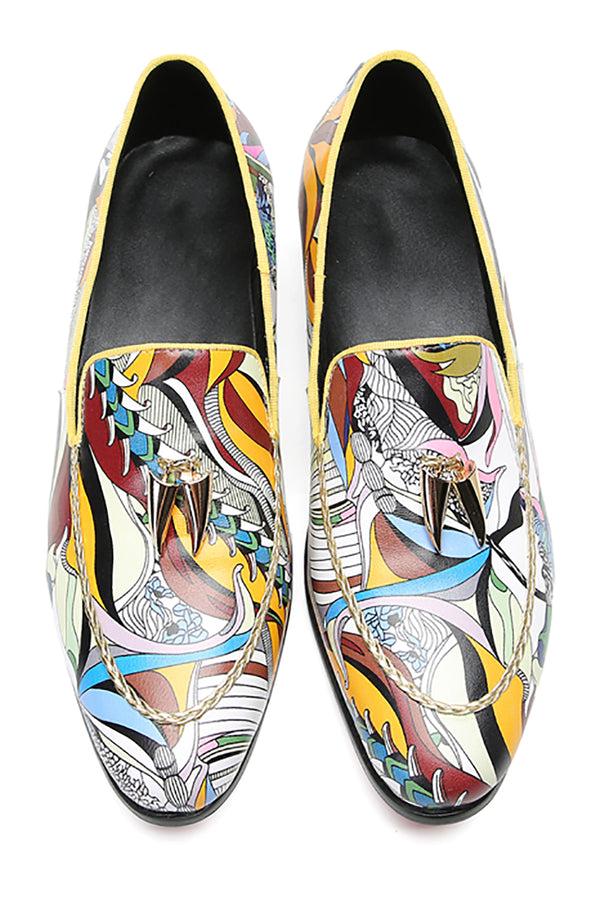 Santimon Men's Fashion Graffiti Kiltie Tassel Loafers