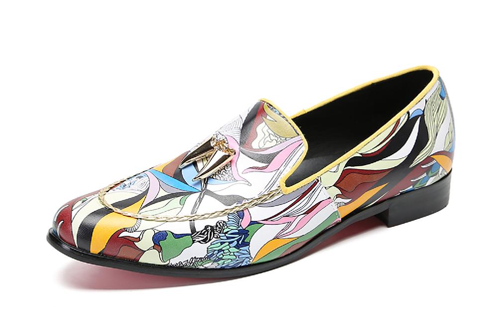 santimon Men's Fashion Graffiti Kiltie Tassel Loafers