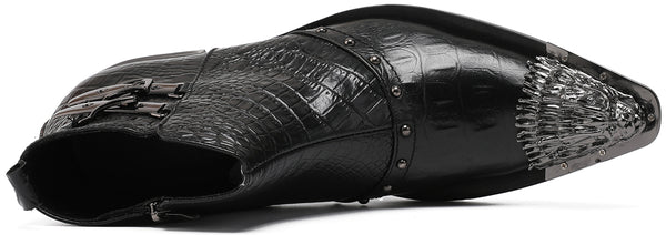 Santimon Men's Fashion Lion Metal Tip Western Boots