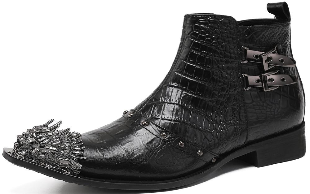 santimon Men's Fashion Lion Metal Tip Western Boots