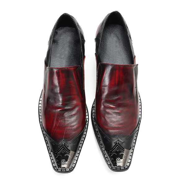 Santimon Men's Fashion Metal Pointed Toeded Western Loafers
