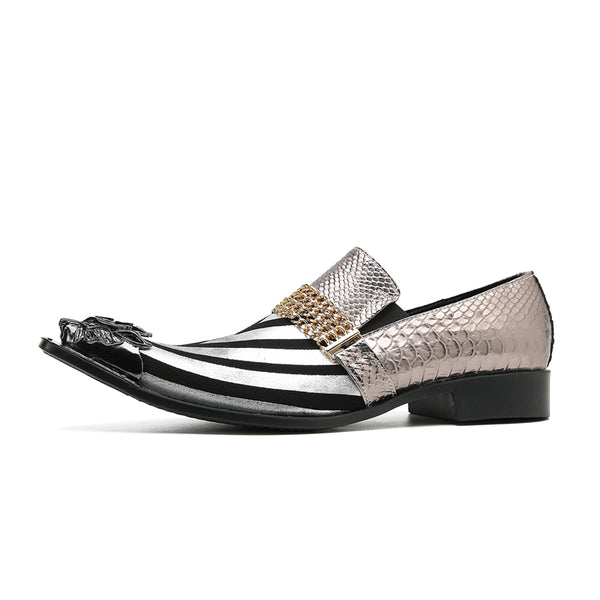 Santimon Men's Fashion Metal-Tip Western Horsebit Loafers
