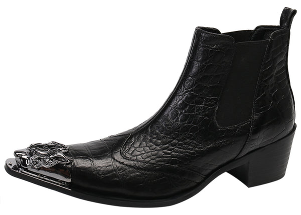 Santimon Men's Fashion Patent Leather Western Boots